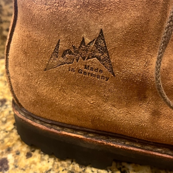 Vintage LOWA Mountaineering Hiking Boot Tan Suede Unbroken In Mens 7.5 Wmns 9.5?